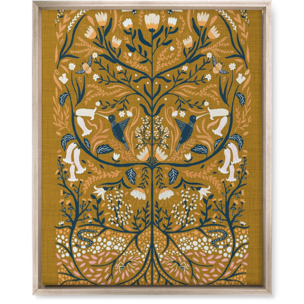 Ecosystems, Folk Art - Orange Wall Art, Metallic, Single piece, Canvas, 16x20, Orange, Orange