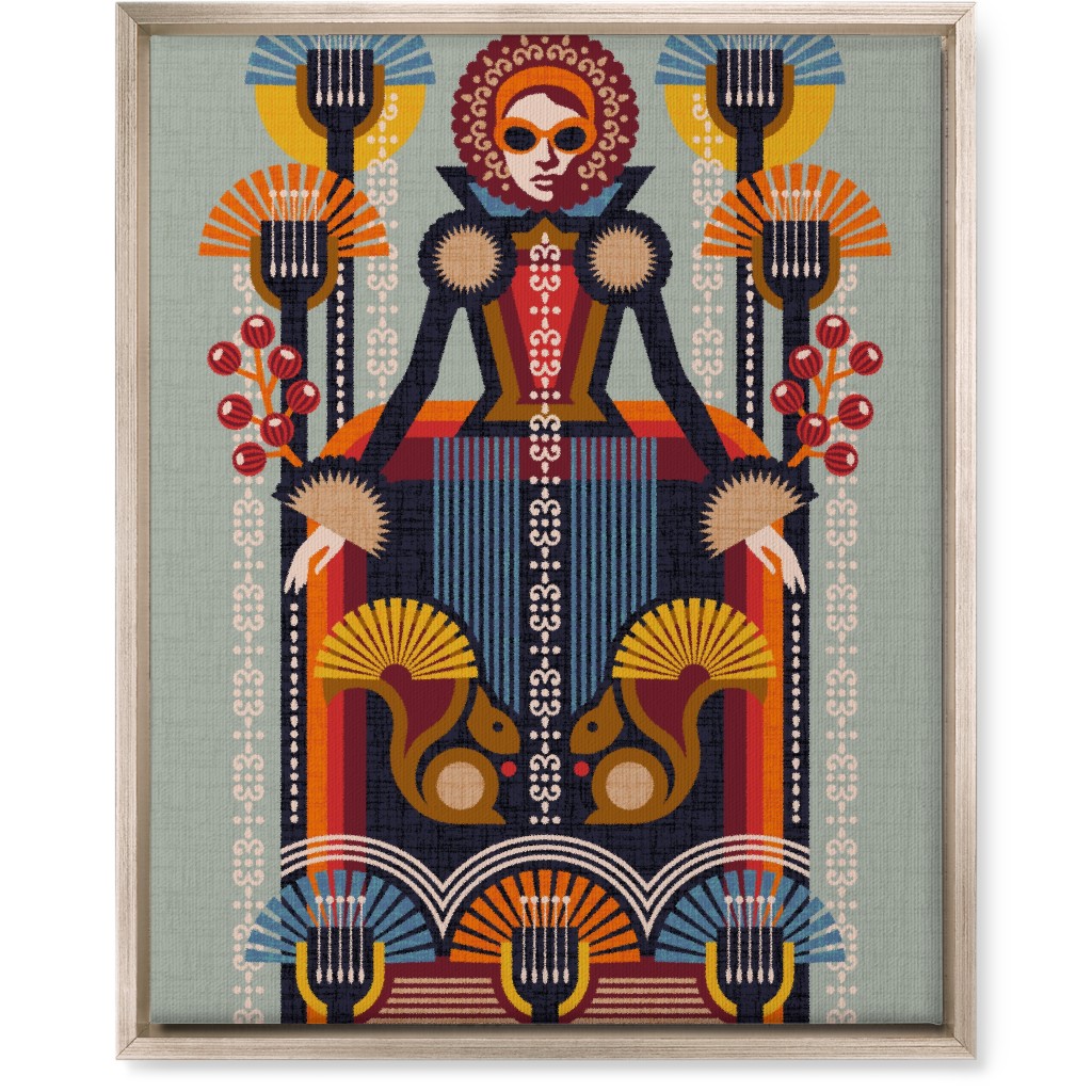 Folk Art Lady - Multi Wall Art, Metallic, Single piece, Canvas, 16x20, Multicolor