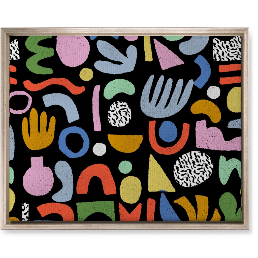 Happy Blocks Wall Art, Metallic, Single piece, Canvas, 16x20, Multicolor