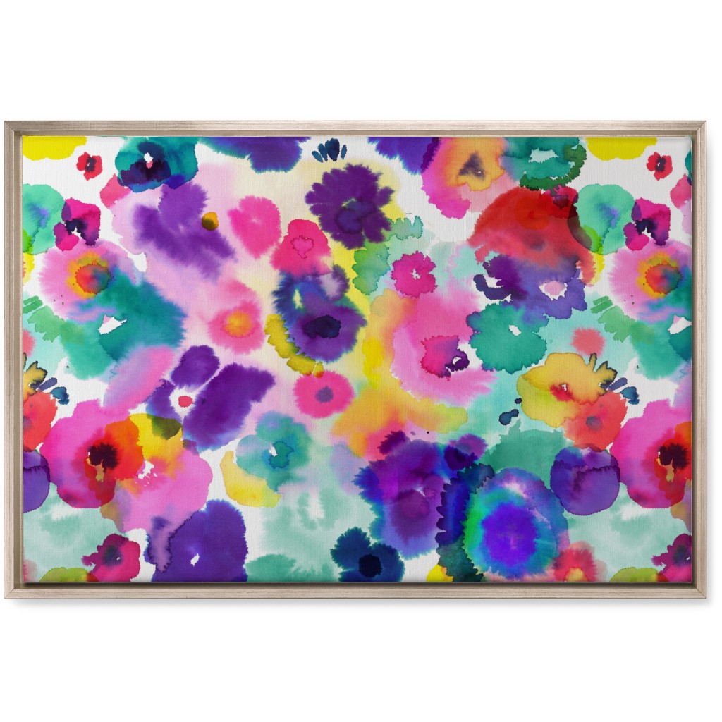 Abstract Floral Watercolor - Multi Wall Art, Metallic, Single piece, Canvas, 20x30, Multicolor