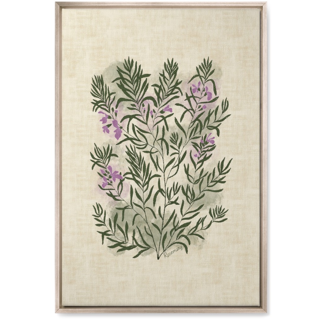 Rosemary - Botanical Illustration Wall Art, Metallic, Single piece, Canvas, 20x30, Beige