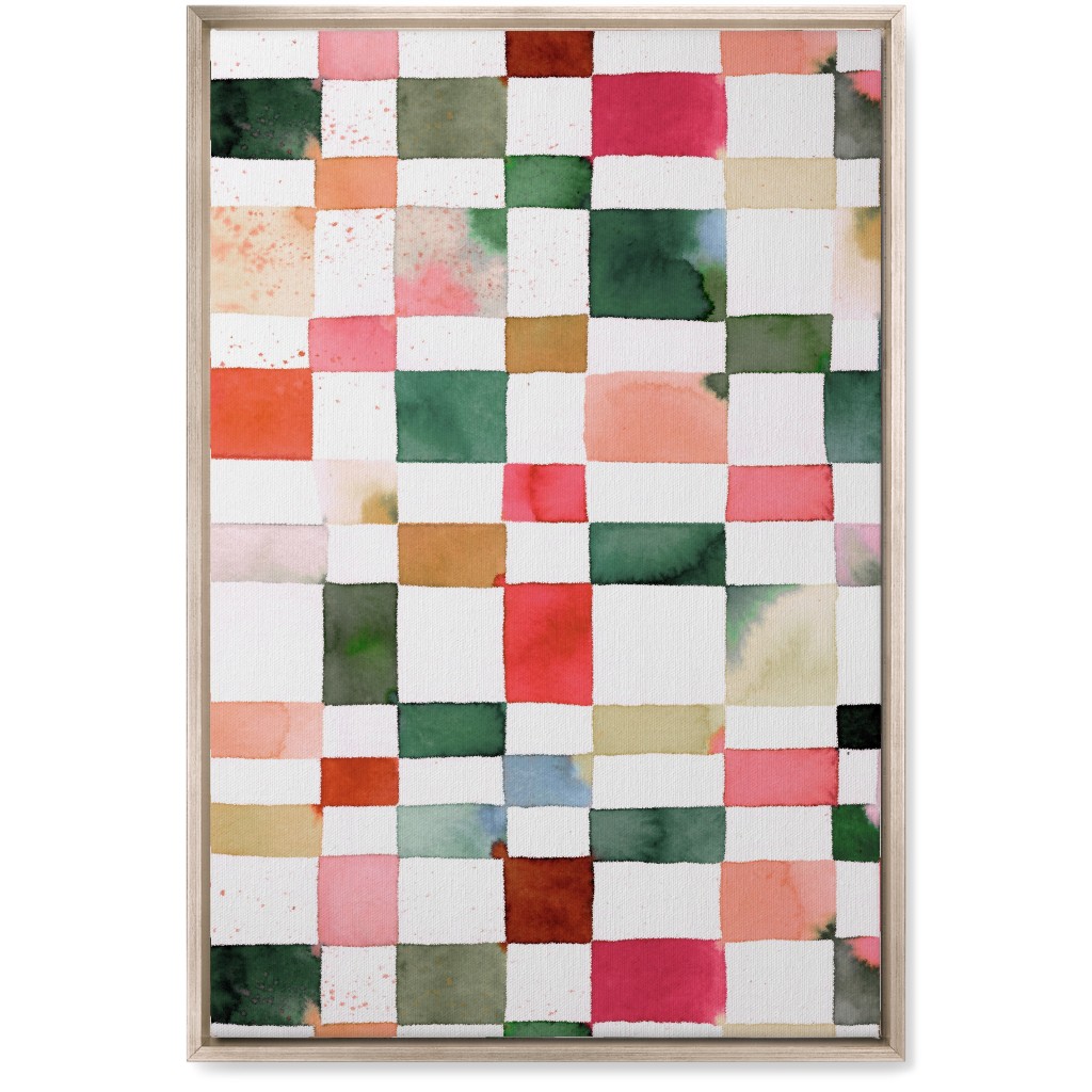 Watercolor Checker - Multi Wall Art, Metallic, Single piece, Canvas, 20x30, Multicolor