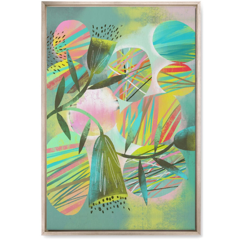 Botanical Abstract Playground - Multi Wall Art, Metallic, Single piece, Canvas, 20x30, Green