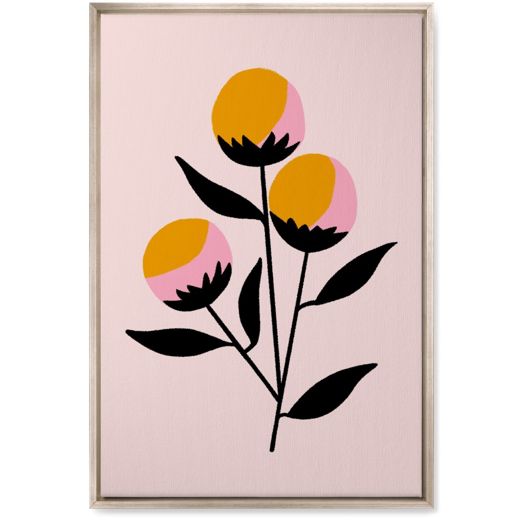 Cotton Candy Flowers - Pink and Orange Wall Art, Metallic, Single piece, Canvas, 20x30, Multicolor