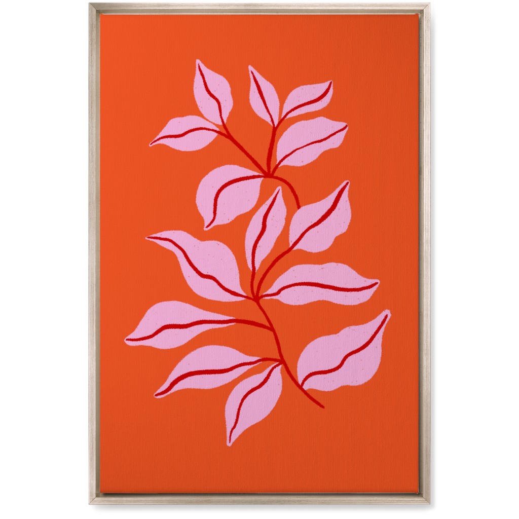 Leaf Dance - Red and Pink Wall Art, Metallic, Single piece, Canvas, 20x30, Red