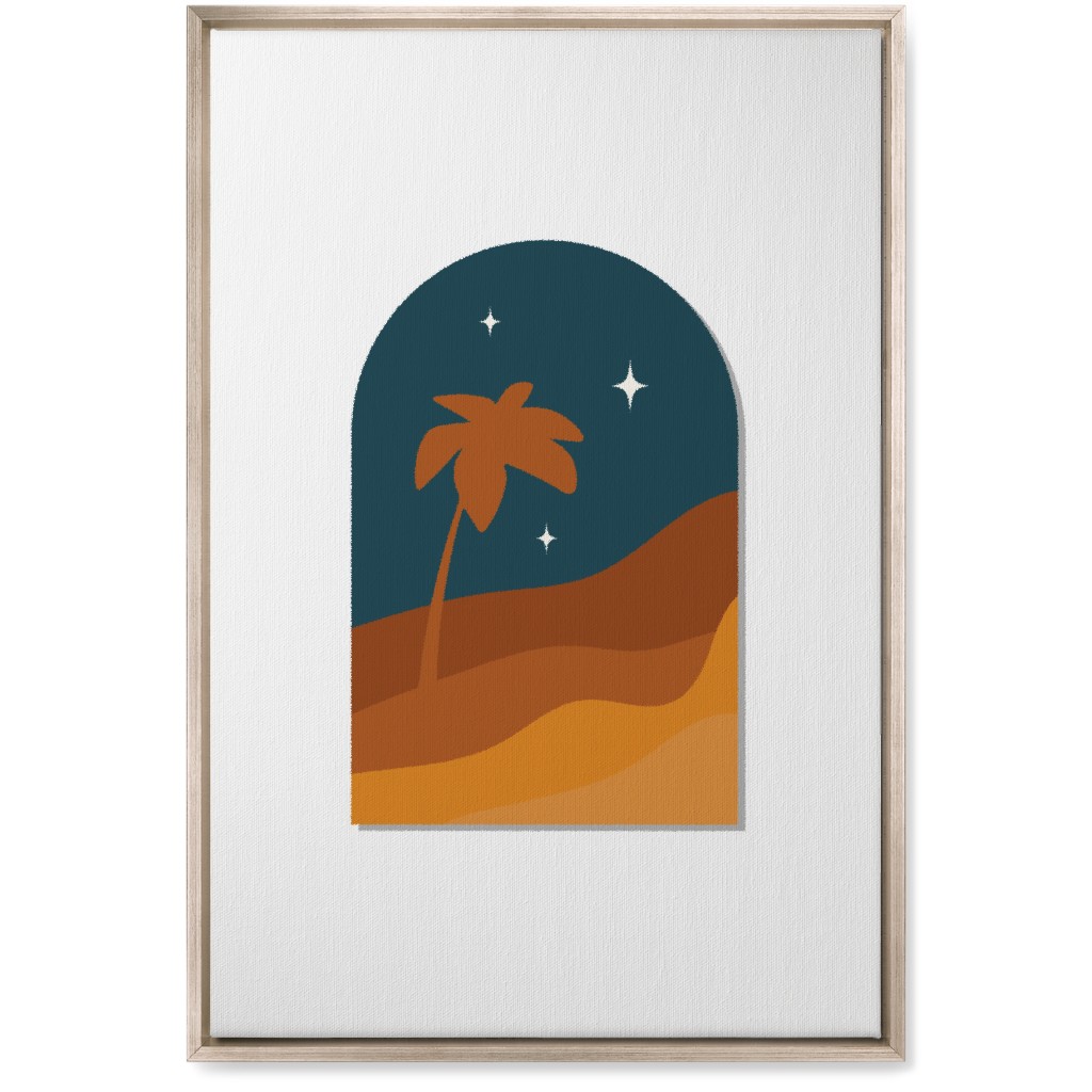 Abstract Landscape in Window With Tree Wall Art, Metallic, Single piece, Canvas, 20x30, Multicolor