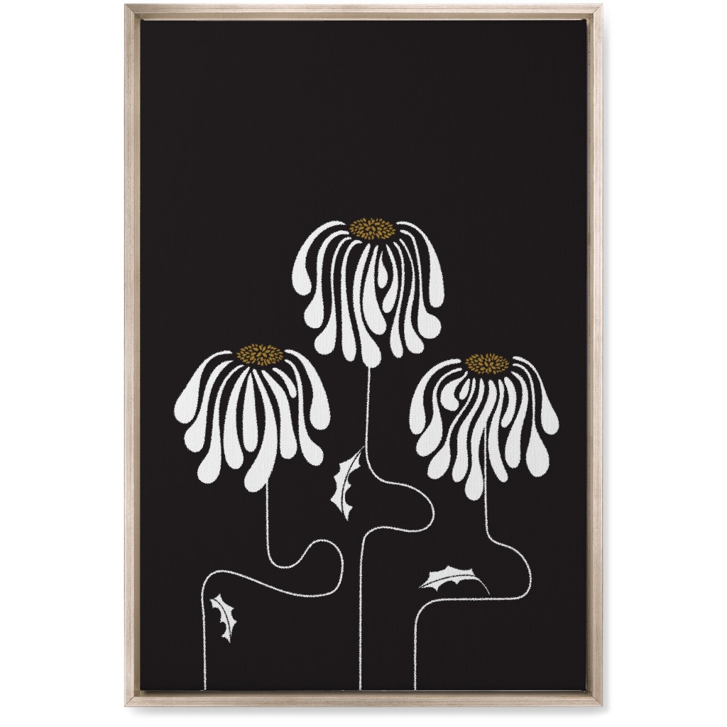 Mod Lazy Daisies Wall Art, Metallic, Single piece, Canvas, 20x30, Black, Charcoal