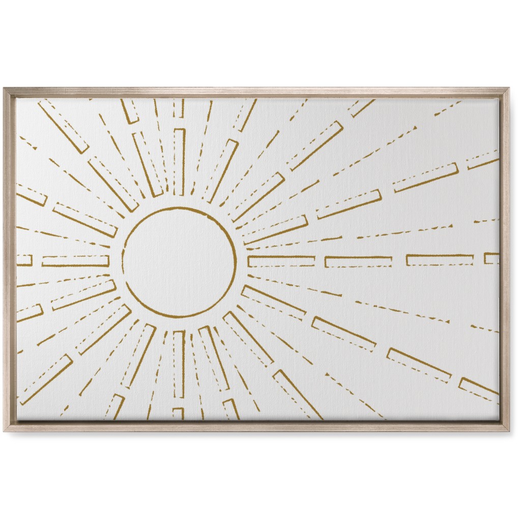 Midcentury Sunburst Wall Art, Metallic, Single piece, Canvas, 20x30, White