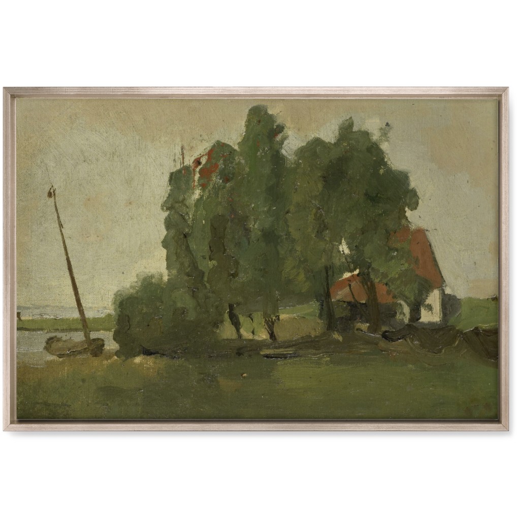 Lakeside Cottage Wall Art, Metallic, Single piece, Canvas, 20x30, Green