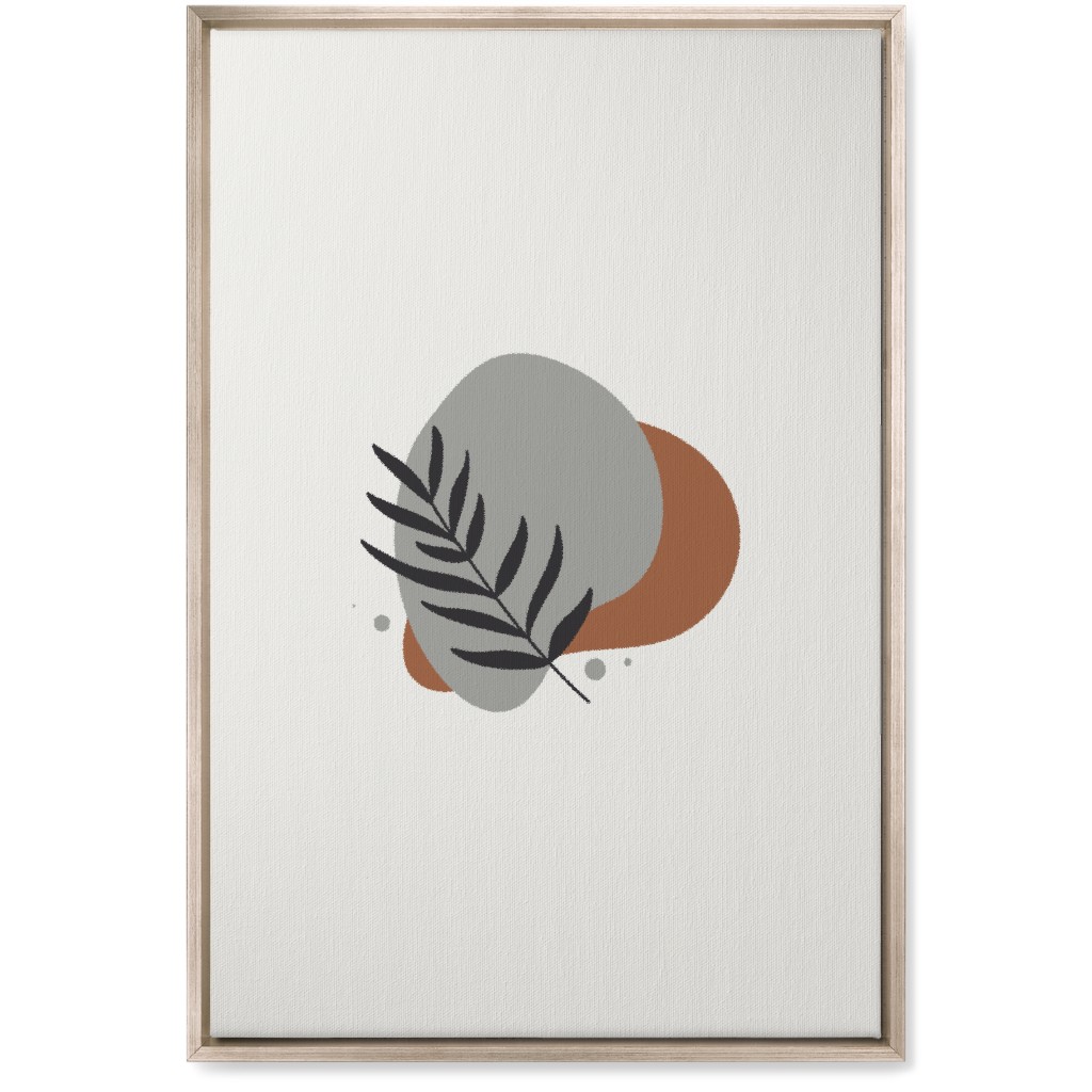 Shapes and Fern Leaf Vi Wall Art, Metallic, Single piece, Canvas, 20x30, Brown