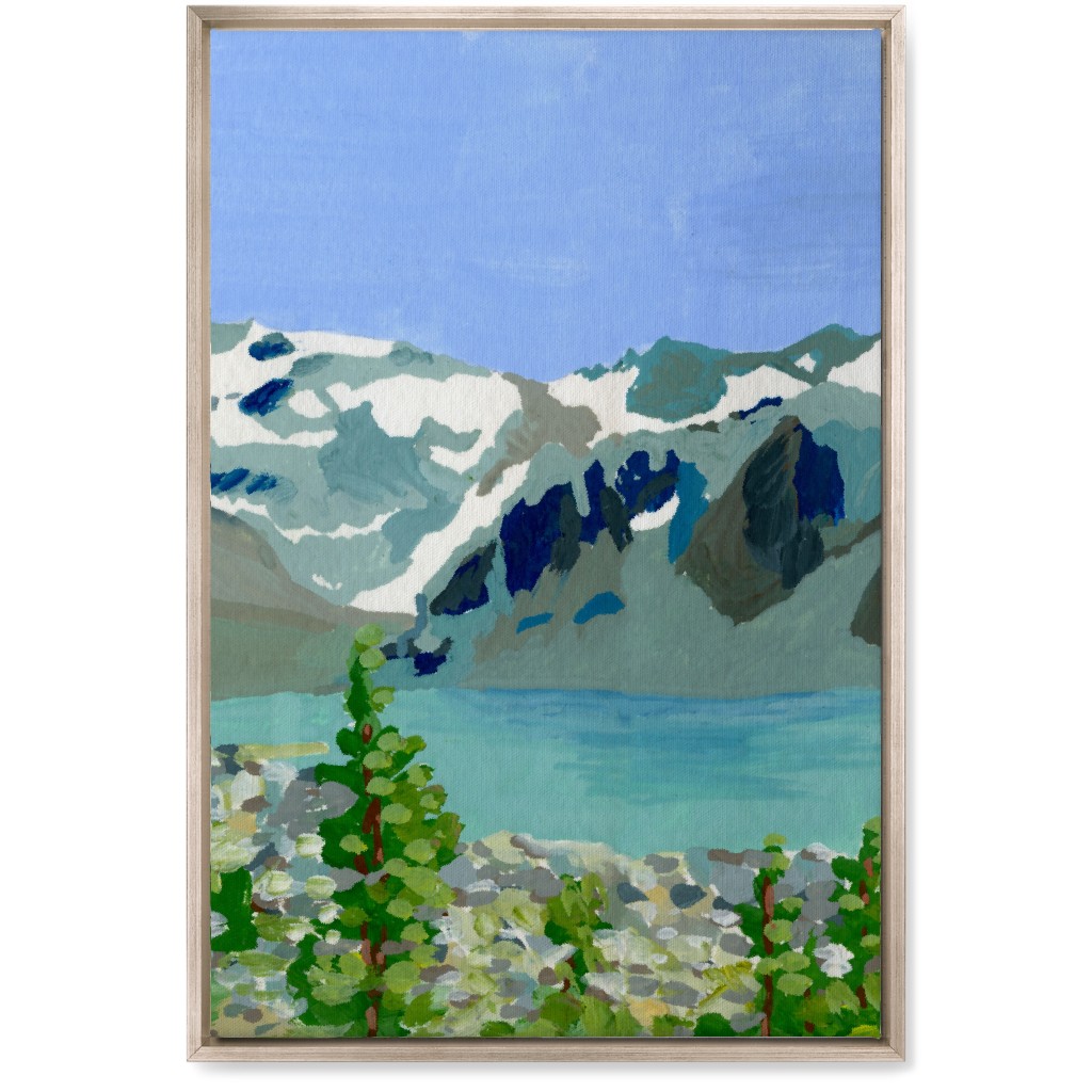 Wedgemount Lake Painting Wall Art, Metallic, Single piece, Canvas, 20x30, Blue, True Blue