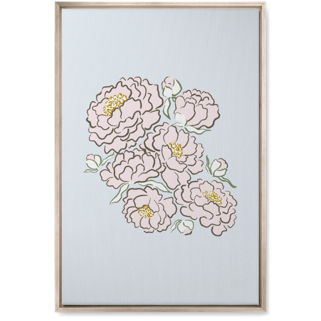 Peonies Wall Art, Metallic, Single piece, Canvas, 20x30, Blue