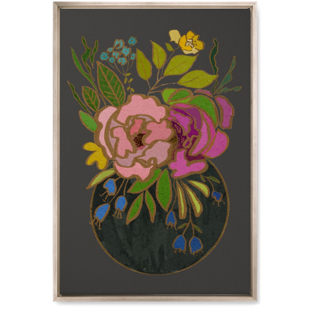 Stained Glass Garden Wall Art, Metallic, Single piece, Canvas, 20x30, Multicolor, Dark Gray