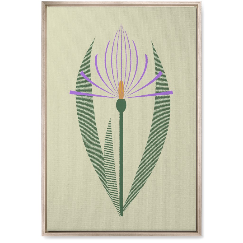 Abstract Lily Flower - Purple on Beige Wall Art, Metallic, Single piece, Canvas, 20x30, Purple, Purple