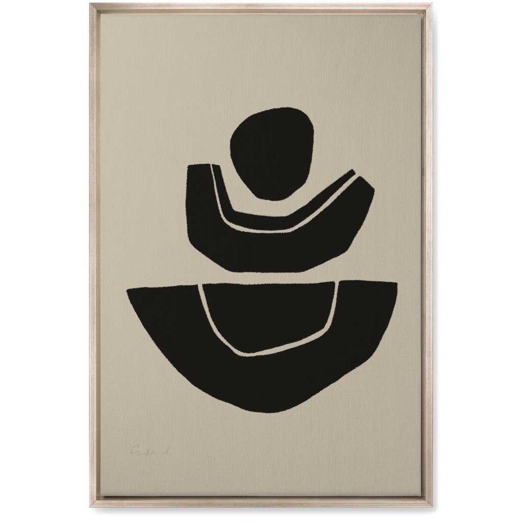 Geometric Abstract Stack Ii Wall Art, Metallic, Single piece, Canvas, 20x30, Black, Charcoal