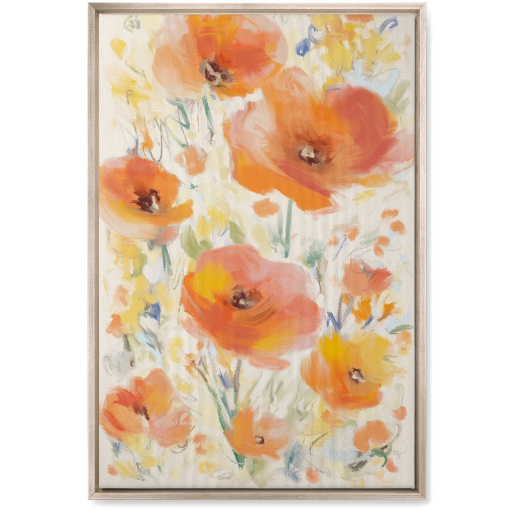 Field of Flowers - Orange Wall Art, Metallic, Single piece, Canvas, 20x30, Orange