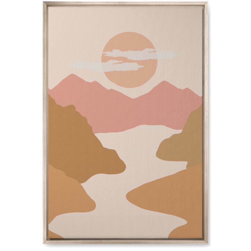 Abstract Valley Landscape - Neutral Wall Art, Metallic, Single piece, Canvas, 20x30, Orange, Orange