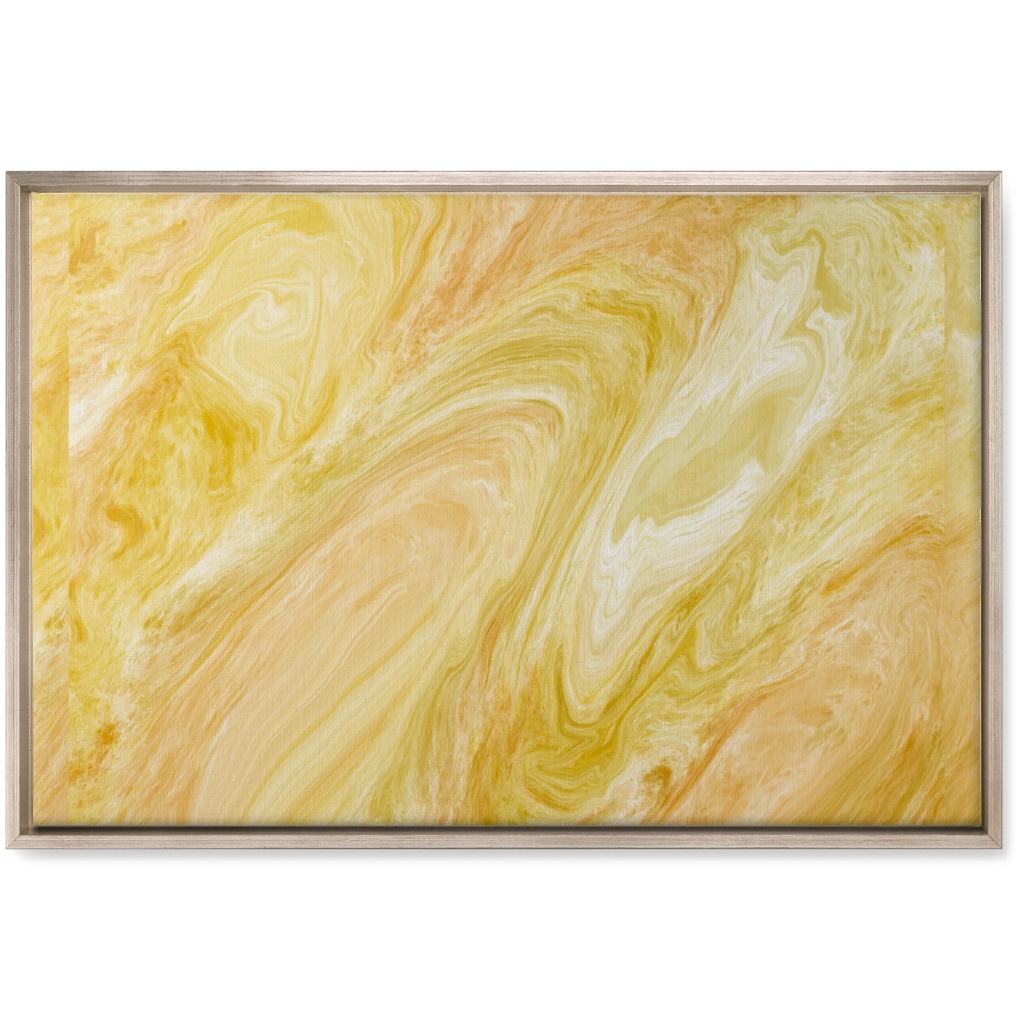 Abstract Acrylic Pour - Yellow Wall Art, Metallic, Single piece, Canvas, 20x30, Yellow, Classic Yellow