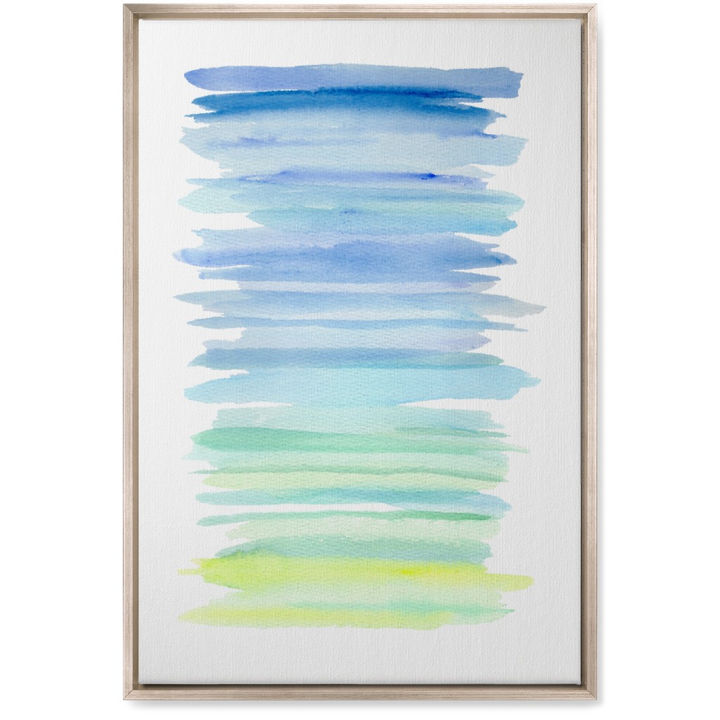 Watercolor Ocean Seashore Wall Art, Metallic, Single piece, Canvas, 20x30, Blue