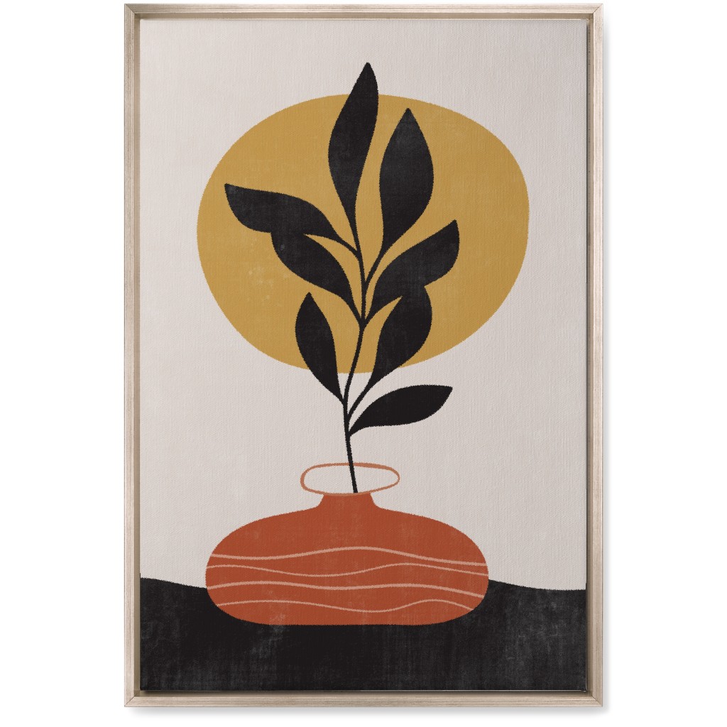 Earthen Vase - Terracotta Wall Art, Metallic, Single piece, Canvas, 20x30, Orange