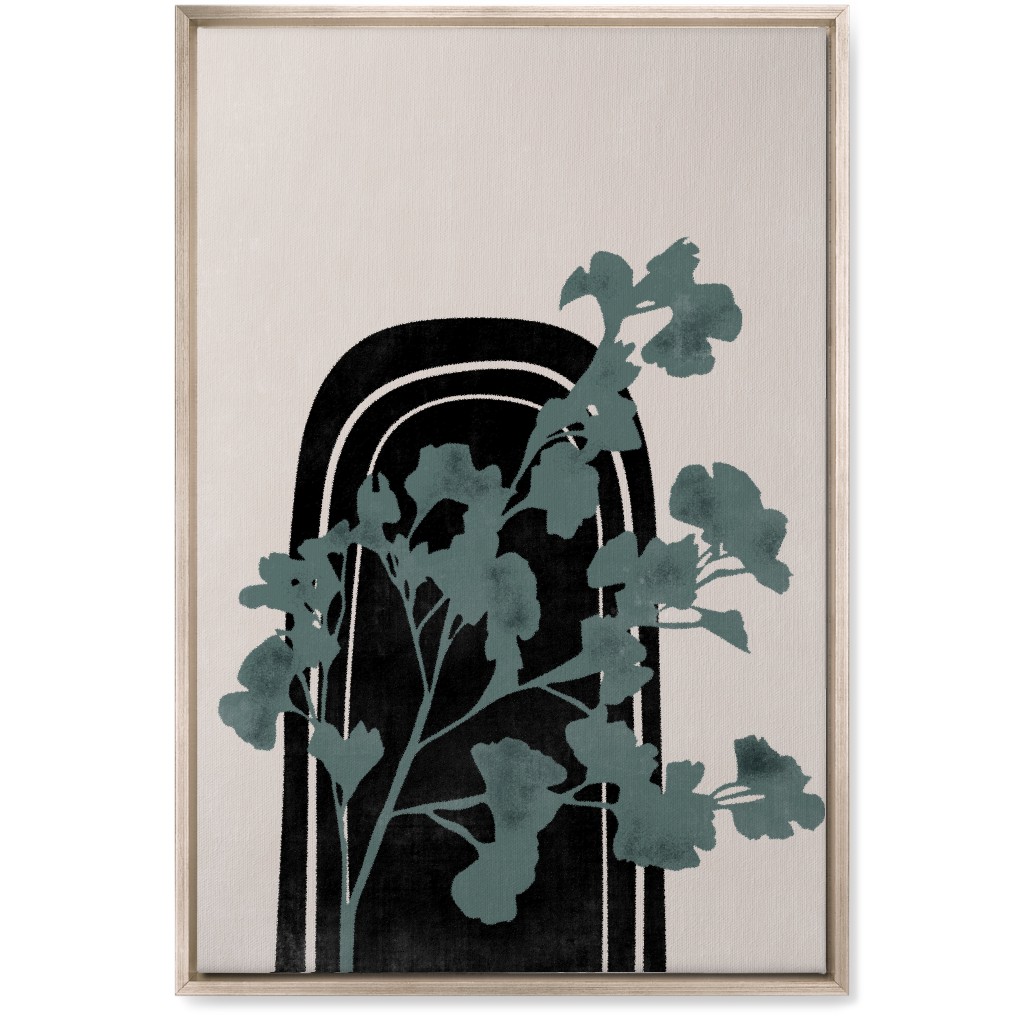 Modern Garden Archway - Green and Ivory Wall Art, Metallic, Single piece, Canvas, 20x30, Green