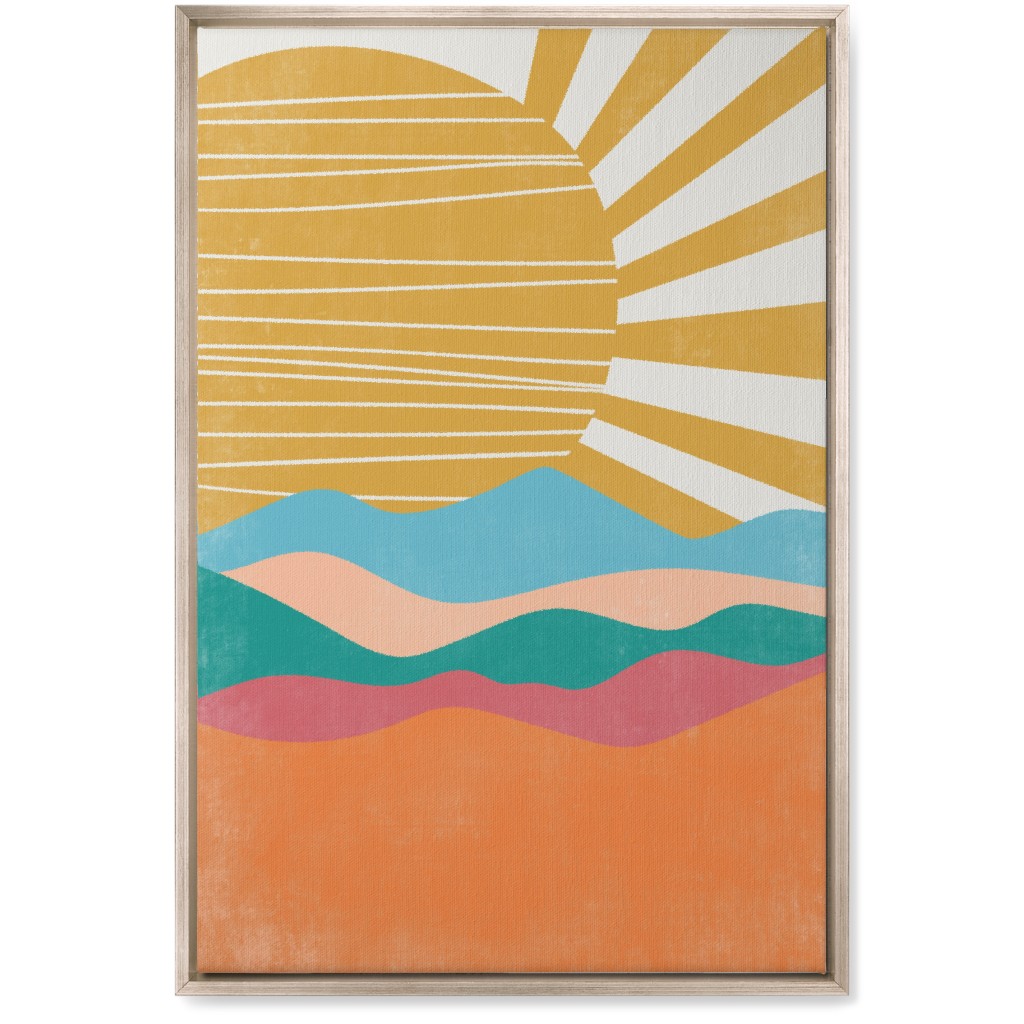 Flourish Abstract Sunrise - Multi Wall Art, Metallic, Single piece, Canvas, 20x30, Multicolor