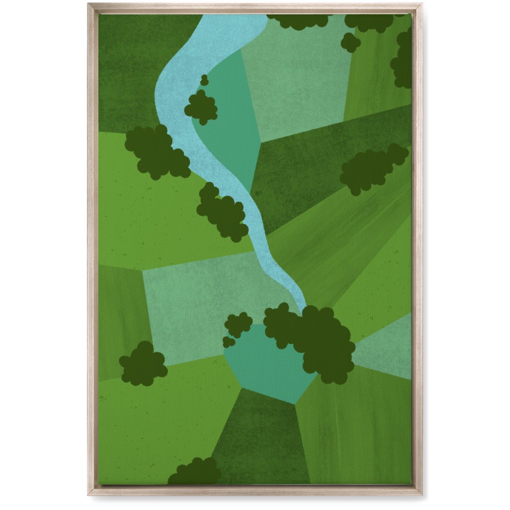 Patchwork Lands - Green Wall Art, Metallic, Single piece, Canvas, 20x30, Green, Classic Green