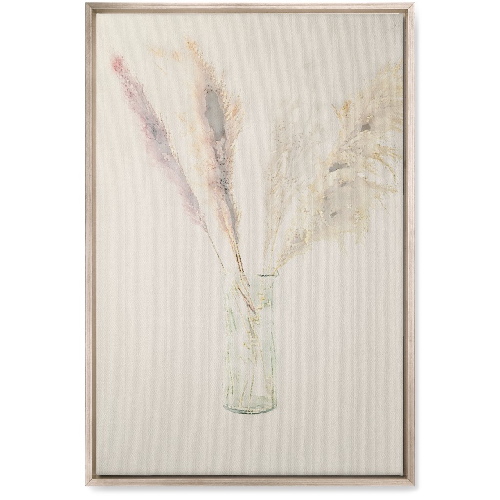 Pampas Grass Watercolor - Neutral Wall Art, Metallic, Single piece, Canvas, 20x30, Beige, Pearl