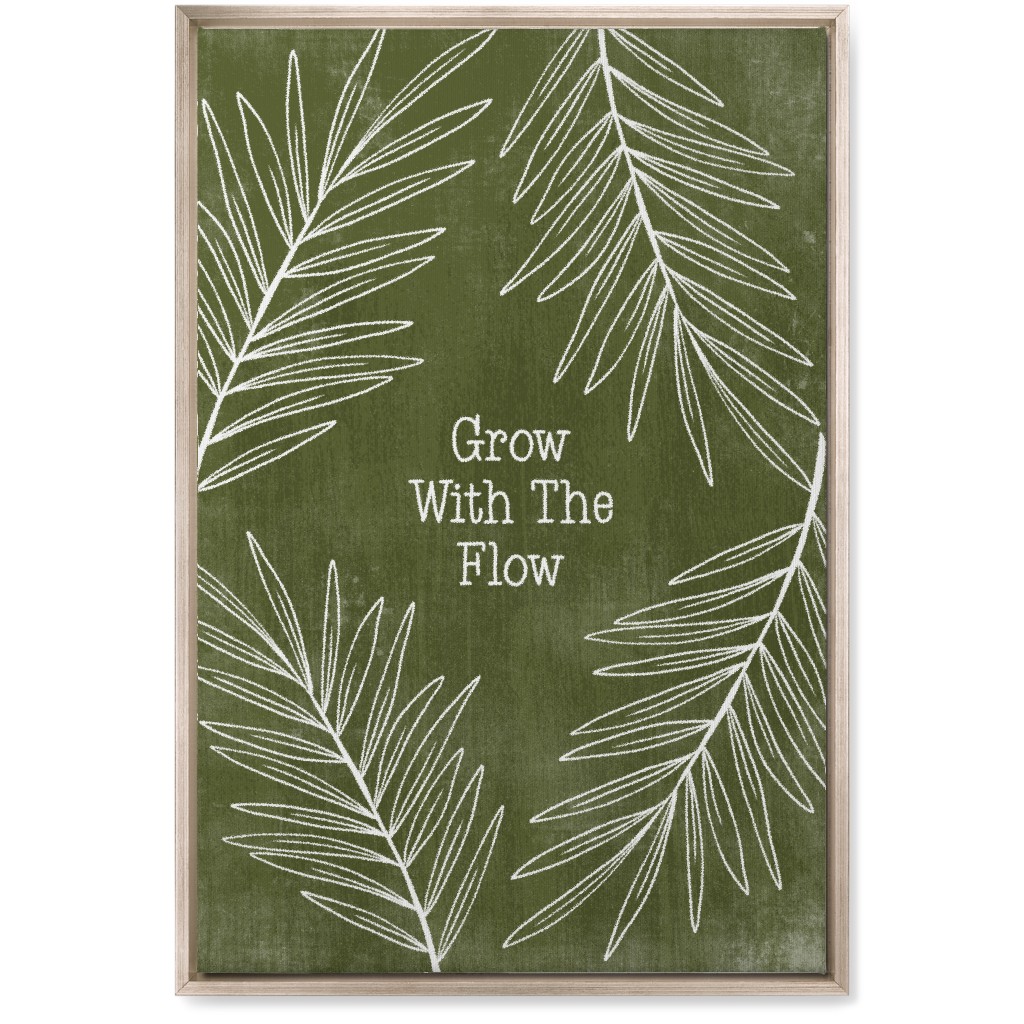 Grow With the Flow - Green Wall Art, Metallic, Single piece, Canvas, 20x30, Green, Classic Green