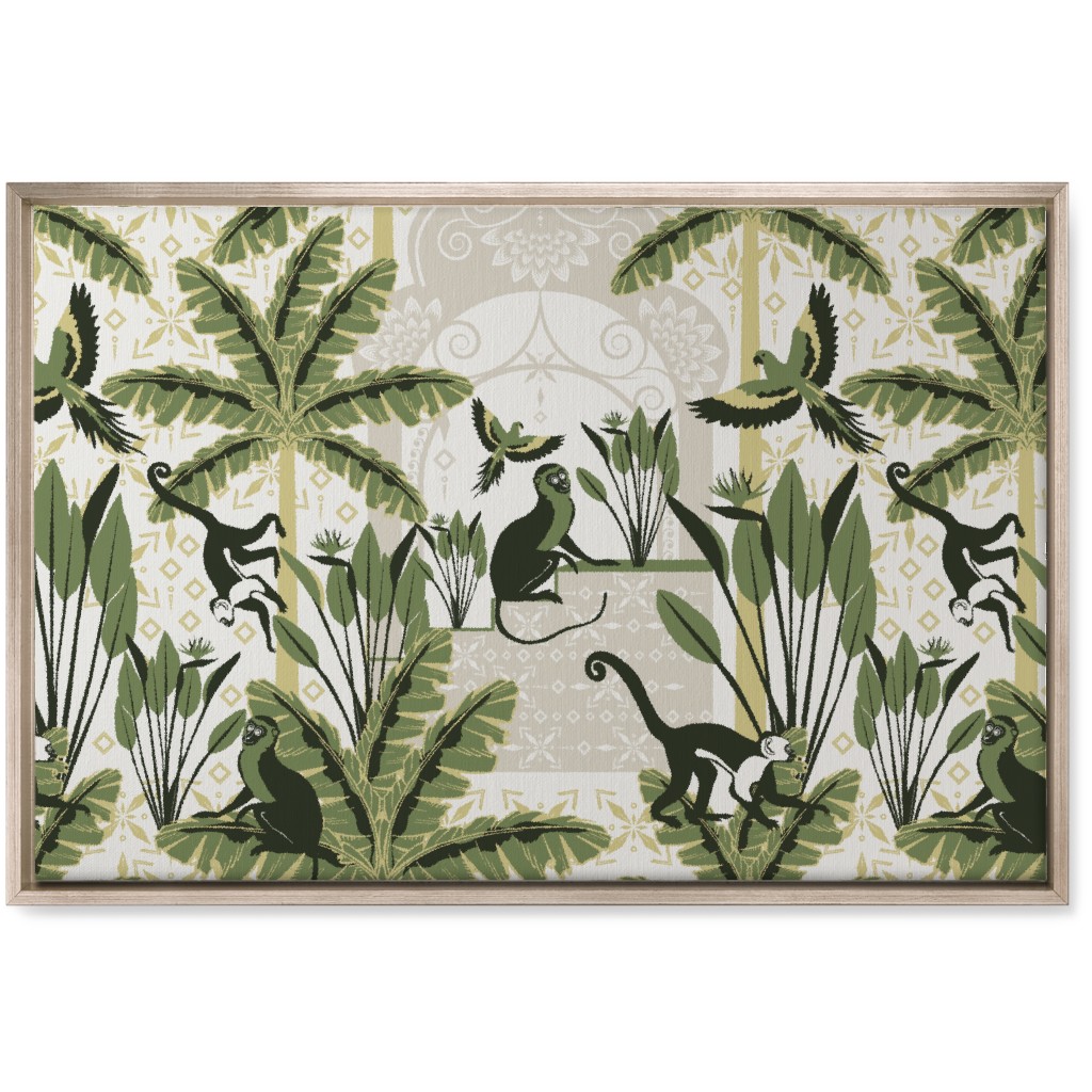 Exotic Tropical Garden Wall Art, Metallic, Single piece, Canvas, 20x30, Green