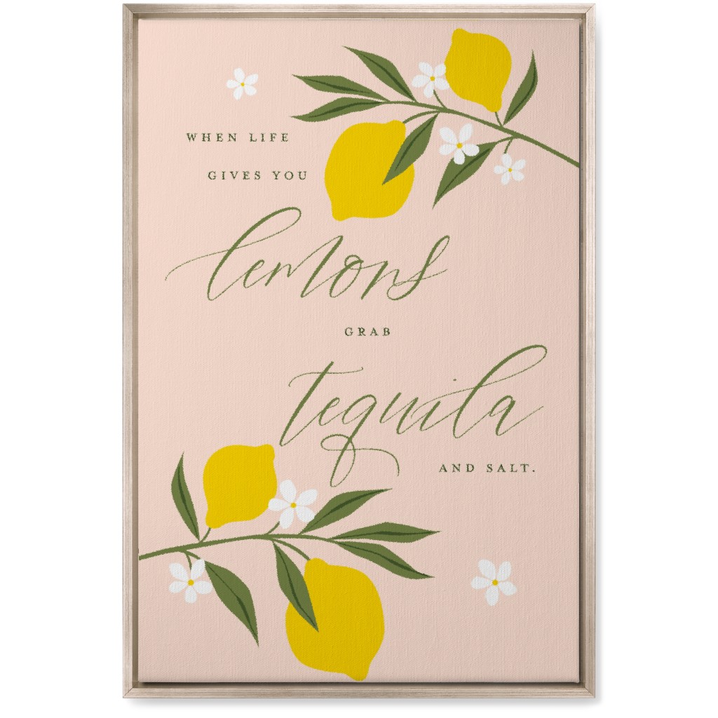 Life Lemons - Pink and Yellow Wall Art, Metallic, Single piece, Canvas, 20x30, Pink, Bright Pink