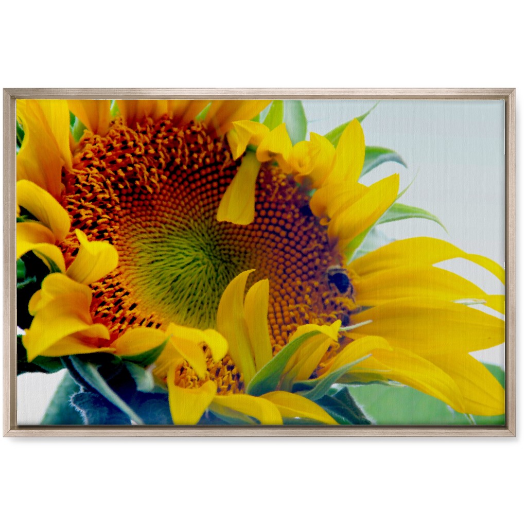 Sunflower and Bee - Yellow Wall Art, Metallic, Single piece, Canvas, 20x30, Yellow, Classic Yellow
