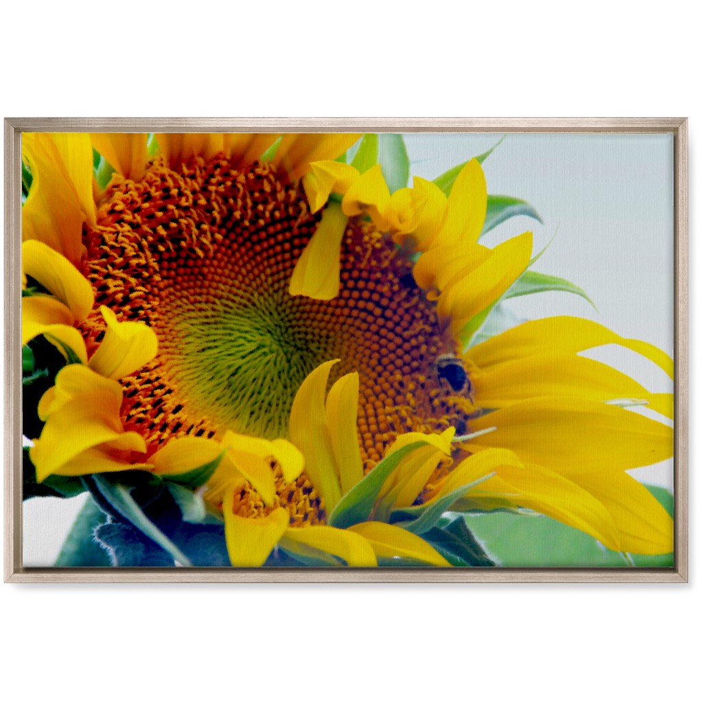 Sunflower and Bee - Yellow Wall Art, Metallic, Single piece, Canvas, 20x30, Yellow