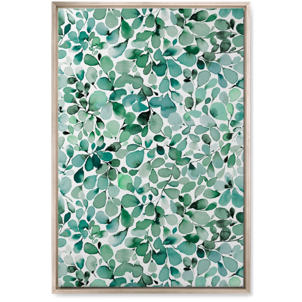 Little Leaves Eucalyptus Foliage - Green Wall Art, Metallic, Single piece, Canvas, 20x30, Green