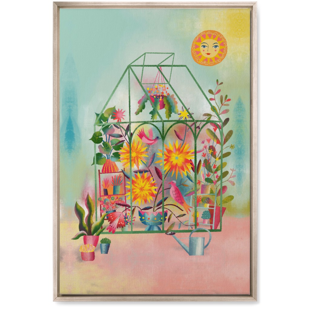 the Happy Sunny Greenhouse - Multi Wall Art, Metallic, Single piece, Canvas, 20x30, Multicolor