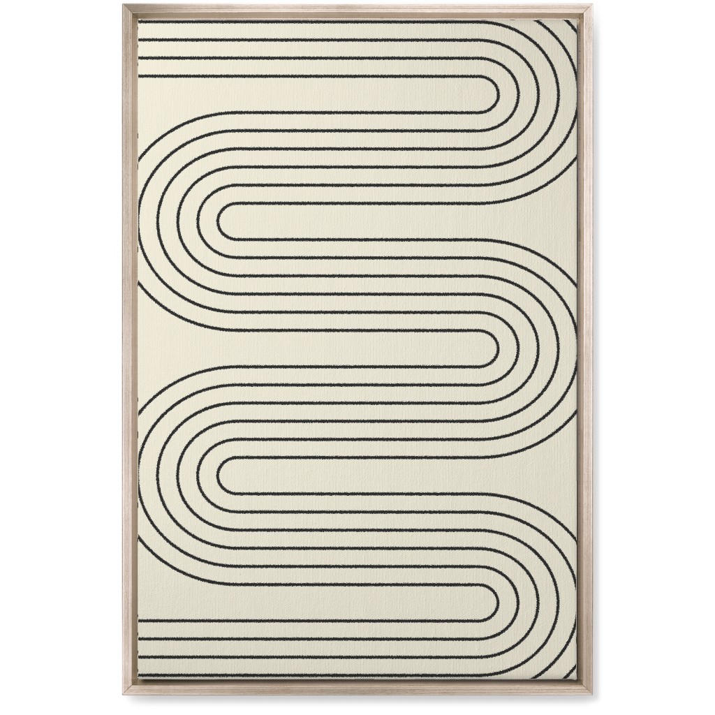 Geometric Abstract Lines - Neutral Wall Art, Metallic, Single piece, Canvas, 20x30, Beige, Pearl