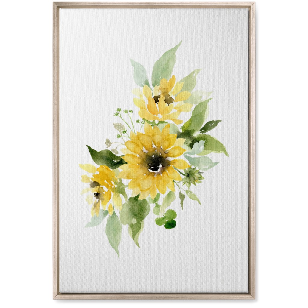Sunflowers Watercolor - Yellow Wall Art, Metallic, Single piece, Canvas, 20x30, Yellow
