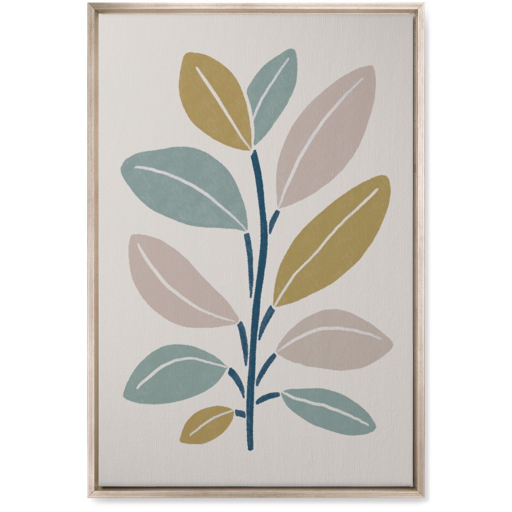 Plant Branch Wall Art, Metallic, Single piece, Canvas, 20x30, Beige