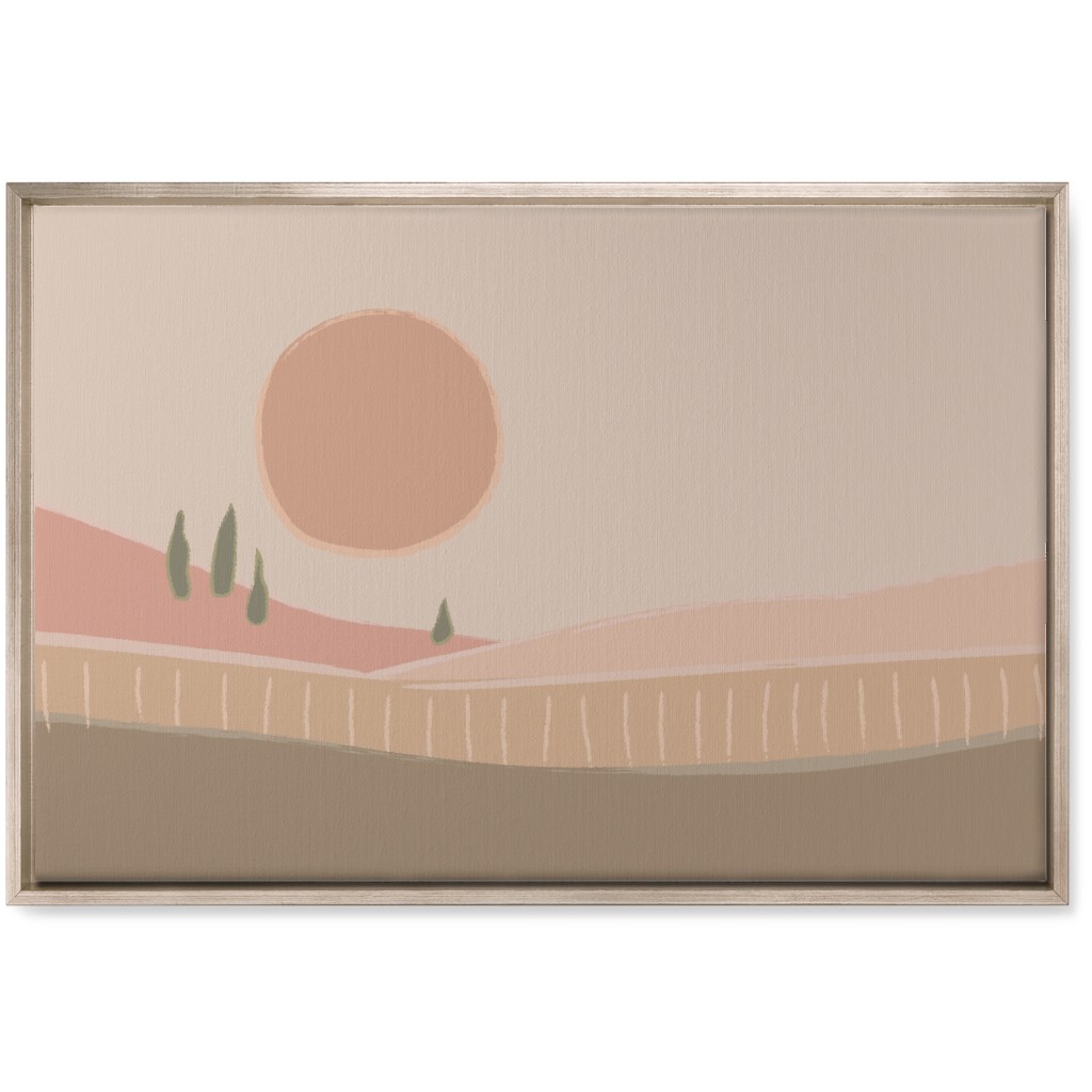 Simple Landscape Wall Art, Metallic, Single piece, Canvas, 20x30, Pink, Sand