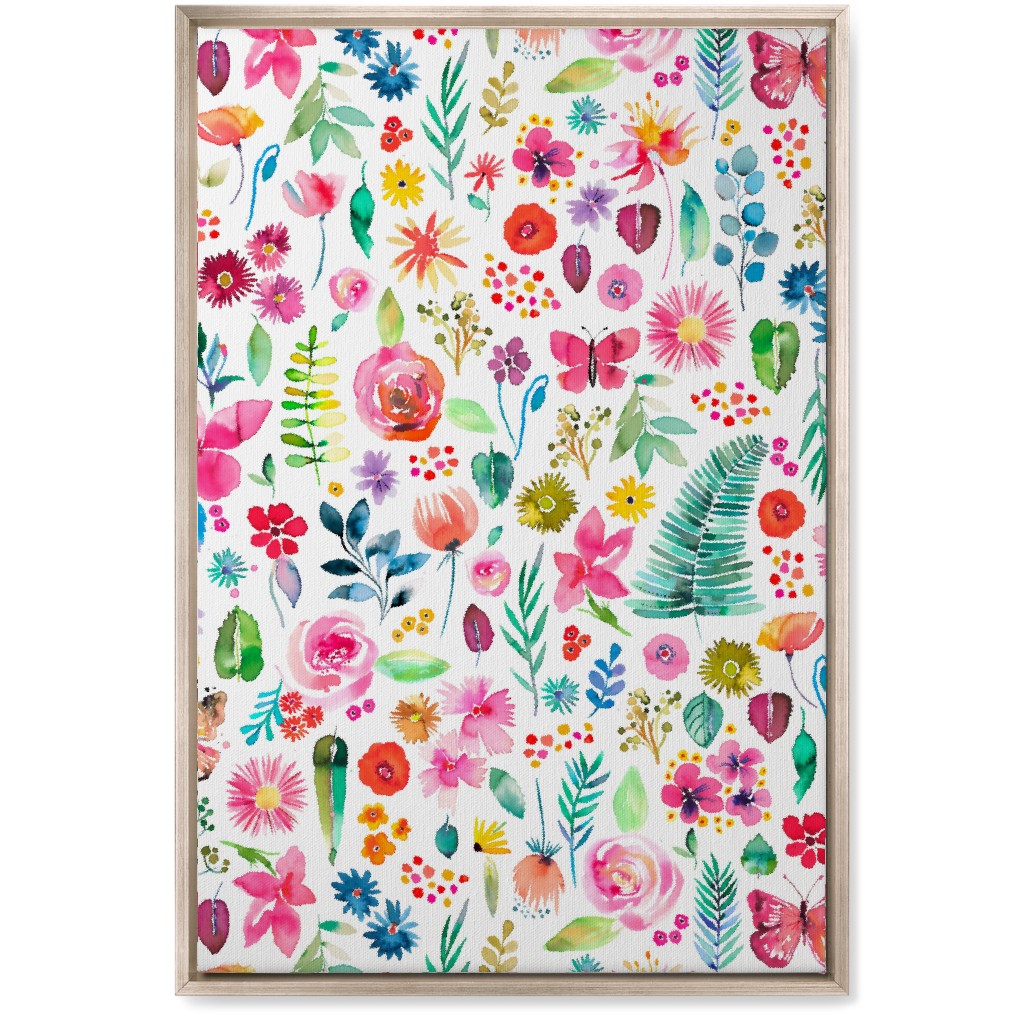 Colorful Botanical Plants - Multi Wall Art, Metallic, Single piece, Canvas, 20x30, Multicolor