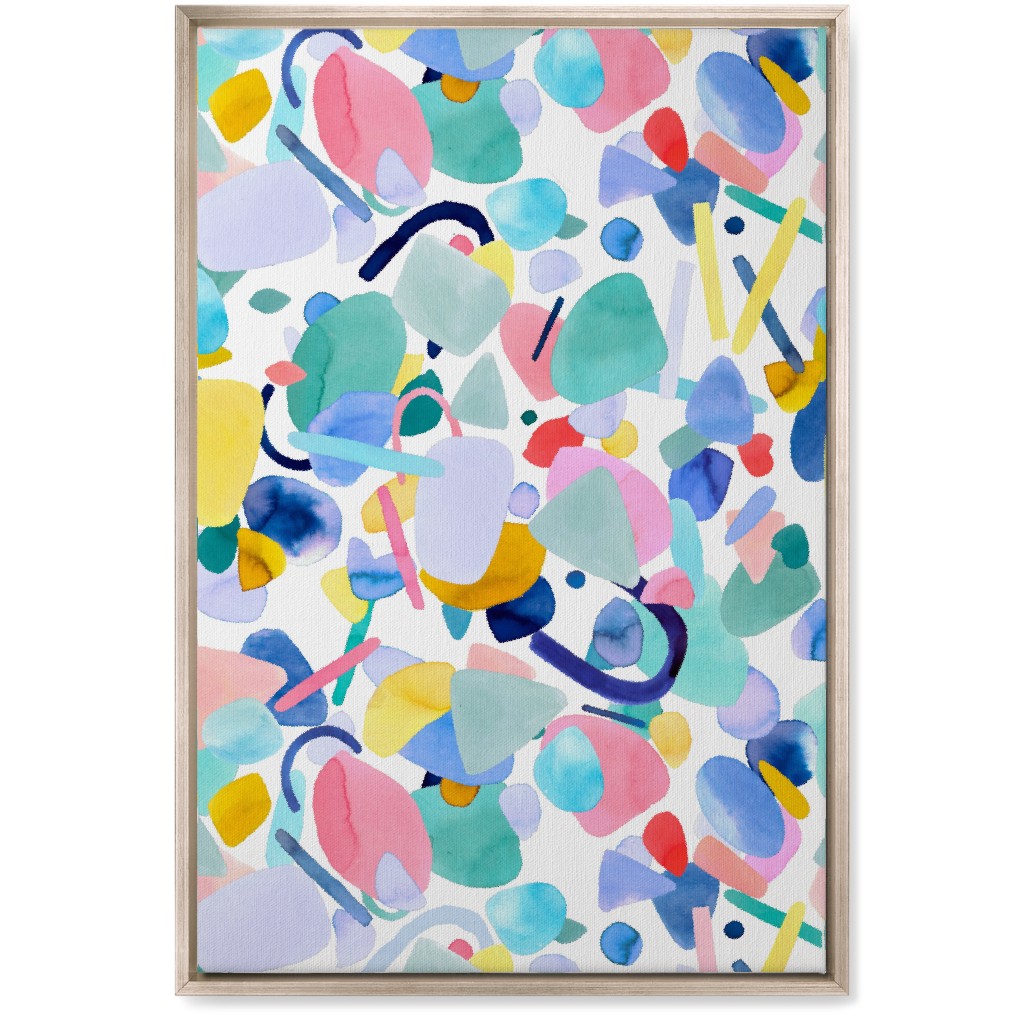 Abstract Geometric Shapes - Multi Wall Art, Metallic, Single piece, Canvas, 20x30, Multicolor