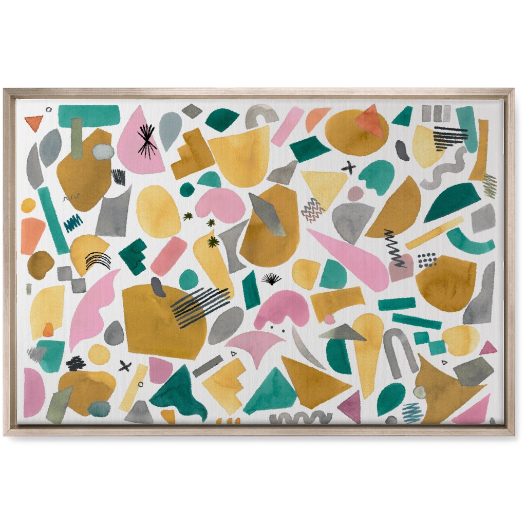 Abstract Geo Pieces - Pink Wall Art, Metallic, Single piece, Canvas, 20x30, Multicolor
