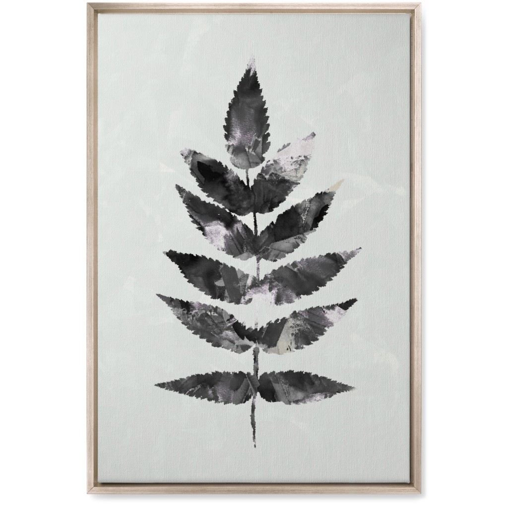 Botanical Leaf Wall Art, Metallic, Single piece, Canvas, 20x30, Beige