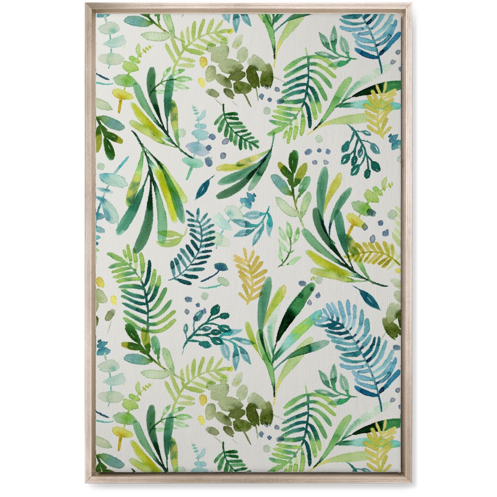 Tuscany Leaves - Green Wall Art, Metallic, Single piece, Canvas, 20x30, Green, Classic Green