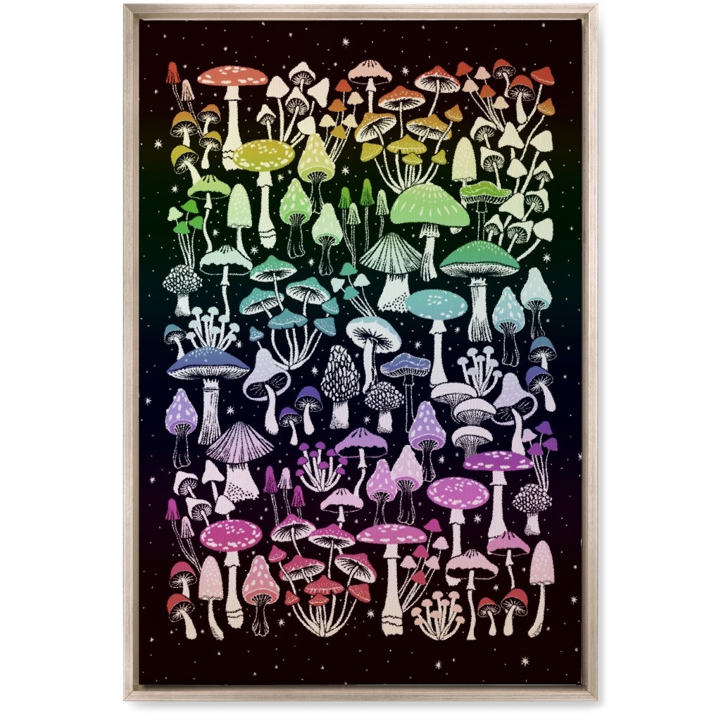 Mushrooms and Stars Wall Art, Metallic, Single piece, Canvas, 20x30, Multicolor