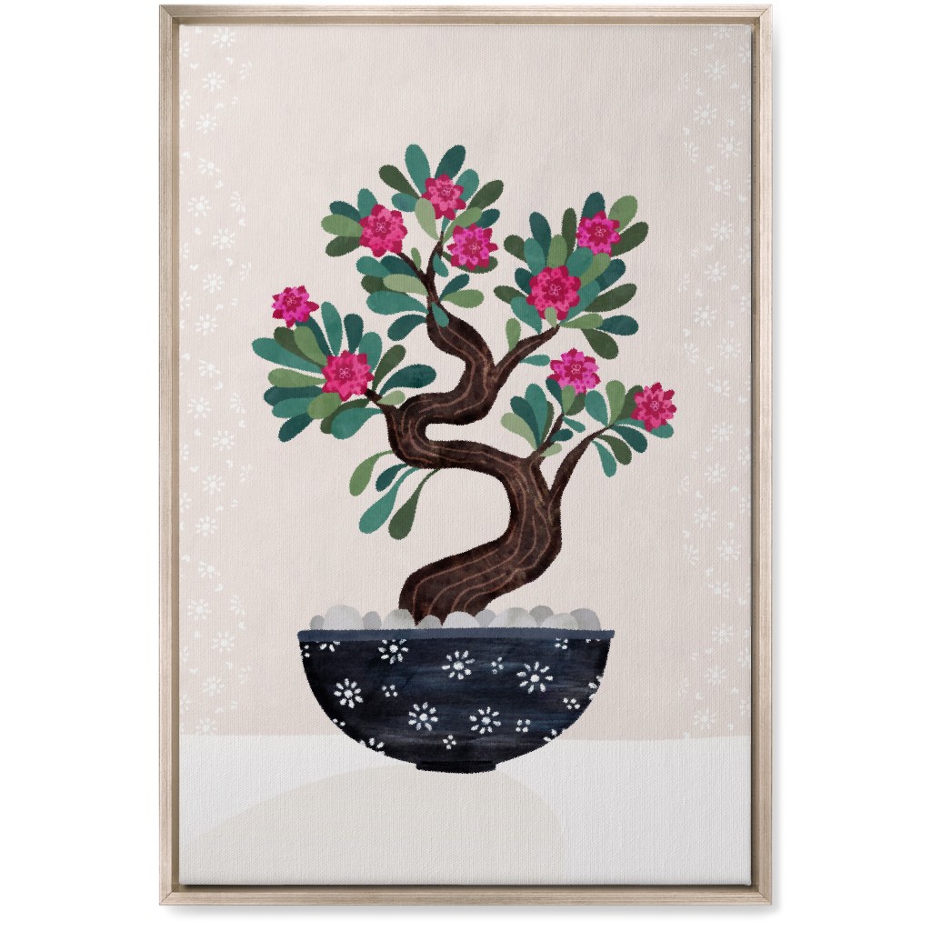 Bonsai - Pink Wall Art, Metallic, Single piece, Canvas, 20x30, Pink, Bright Pink