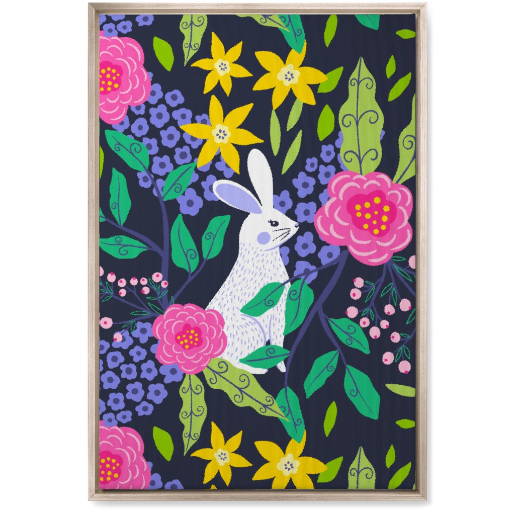 Botanical Bunny - Multi Wall Art, Metallic, Single piece, Canvas, 20x30, Multicolor