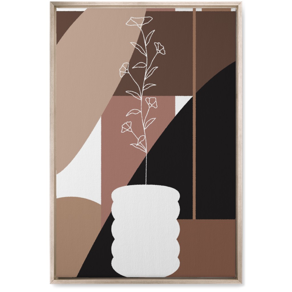 Botanical Abstract Shapes - Neutral Wall Art, Metallic, Single piece, Canvas, 20x30, Beige