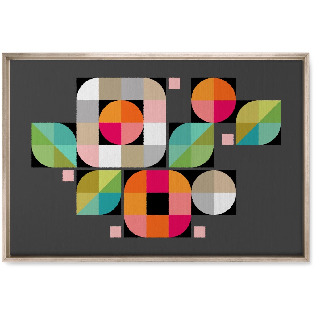 Mod Flower Box Wall Art, Metallic, Single piece, Canvas, 20x30, Multicolor, Gray