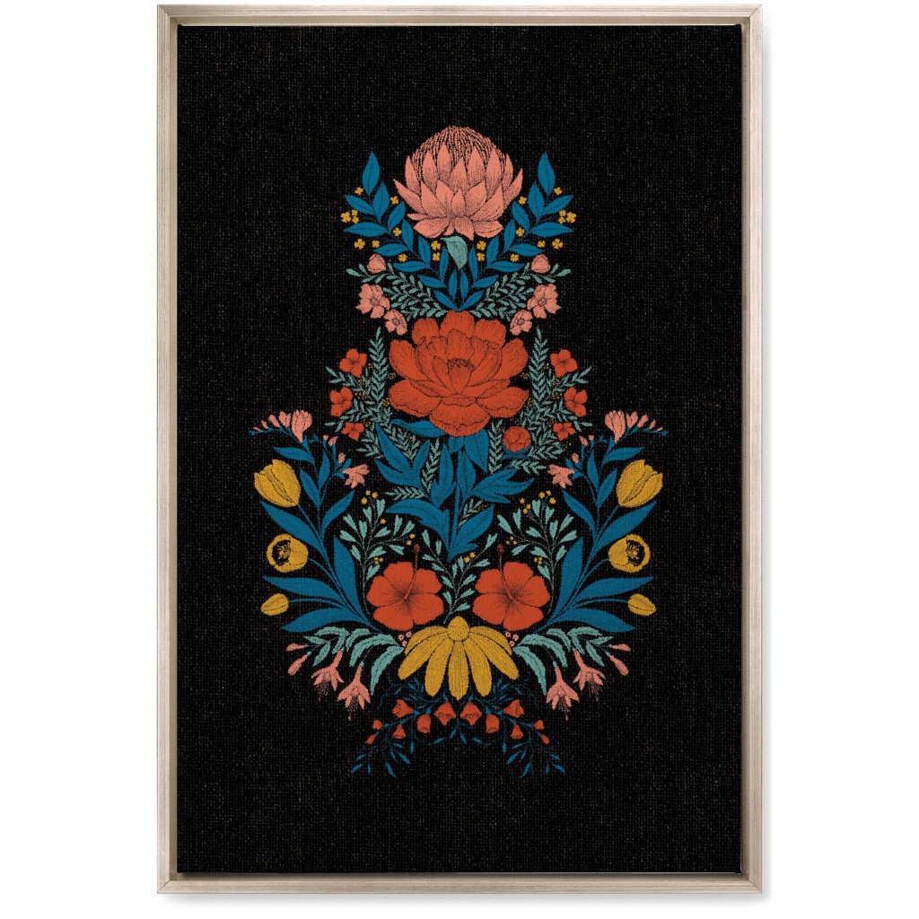 Garden Flower Wall Art, Metallic, Single piece, Canvas, 20x30, Multicolor, Coal